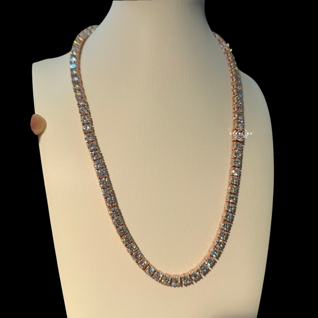 7mm Moissanite Tennis Chain ICED OUT SIDES Rose