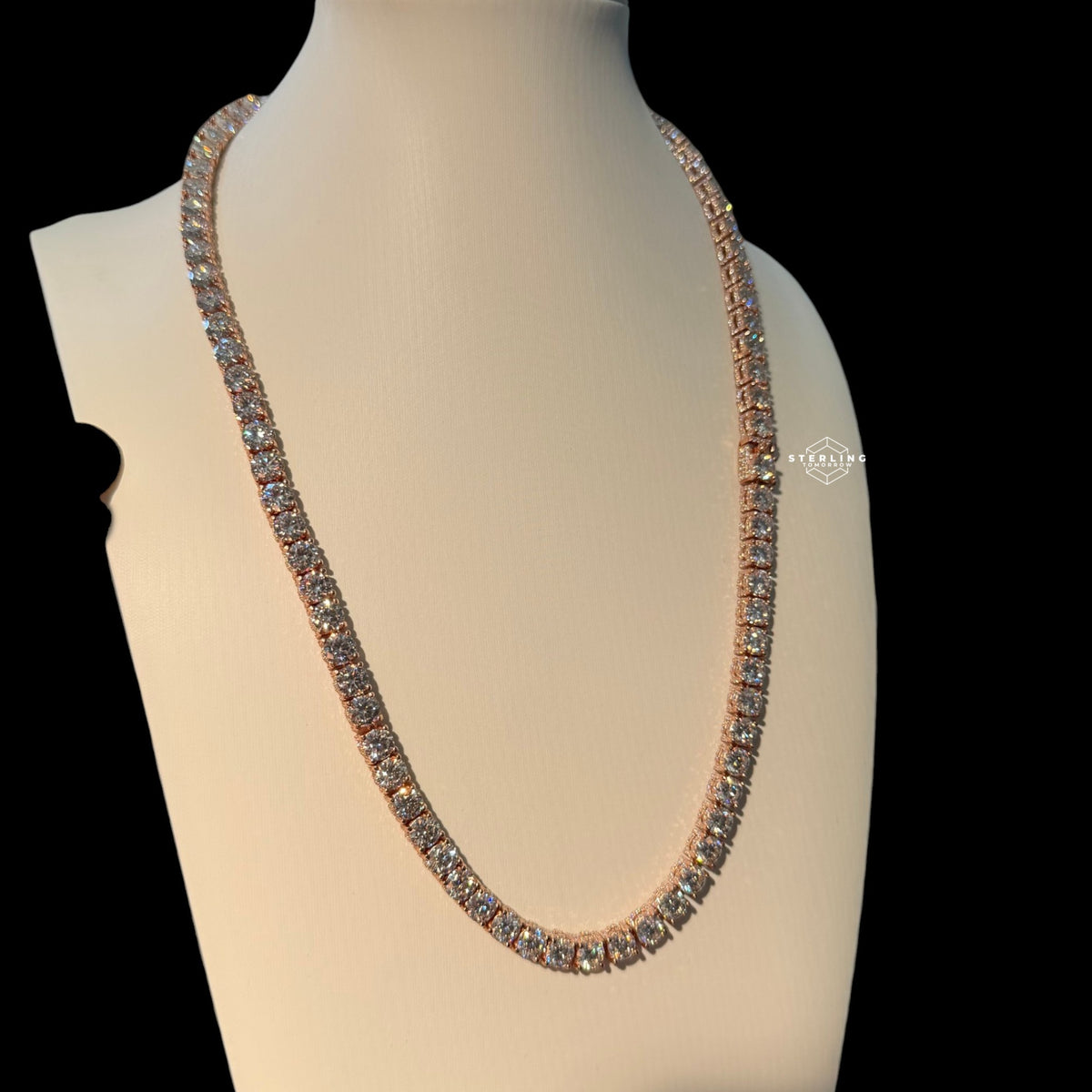 7mm Moissanite Tennis Chain ICED OUT SIDES Rose