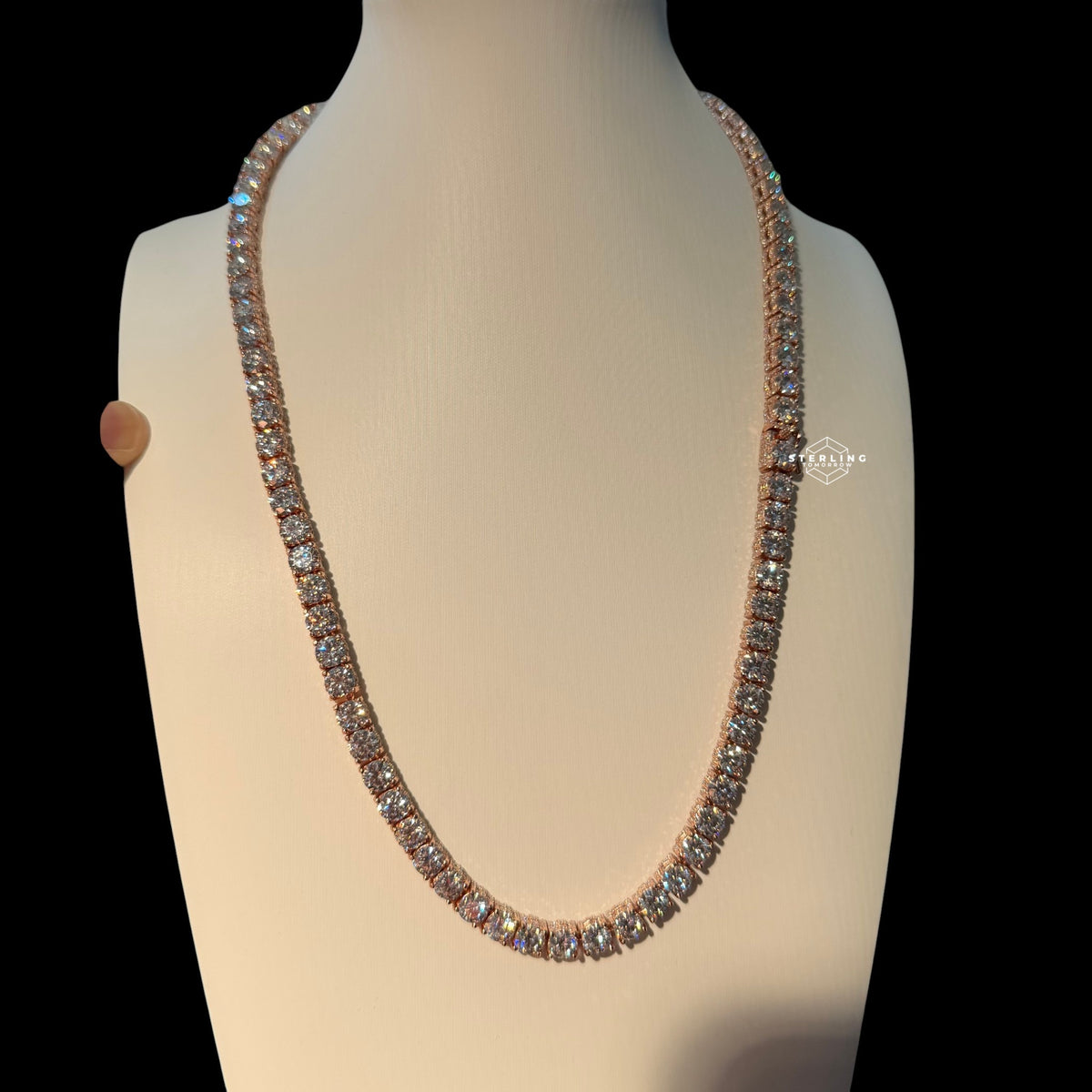 7mm Moissanite Tennis Chain ICED OUT SIDES Rose