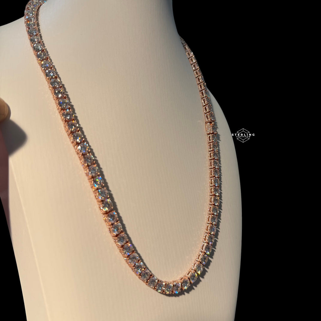 7mm Moissanite Tennis Chain ICED OUT SIDES Rose