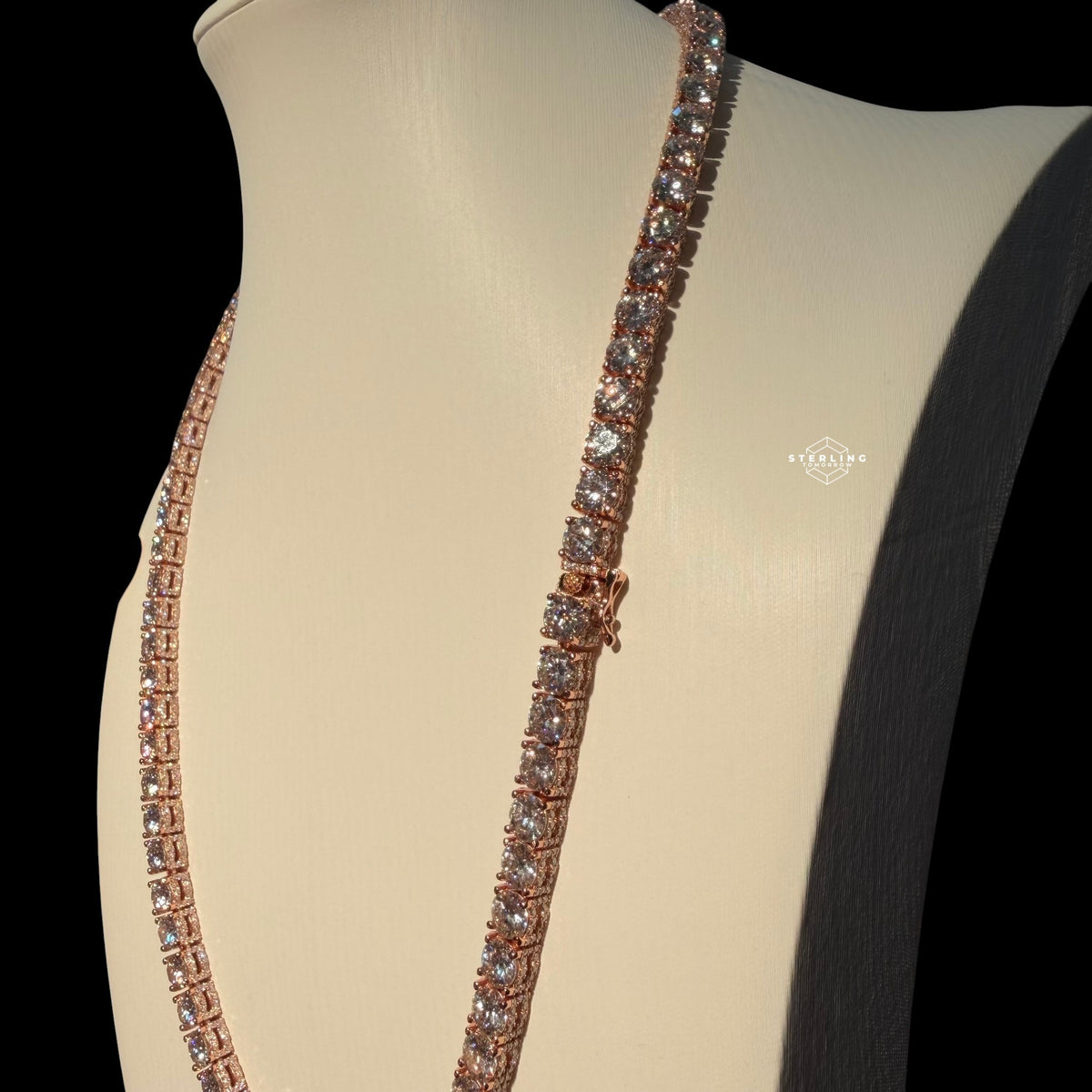 7mm Moissanite Tennis Chain ICED OUT SIDES Rose