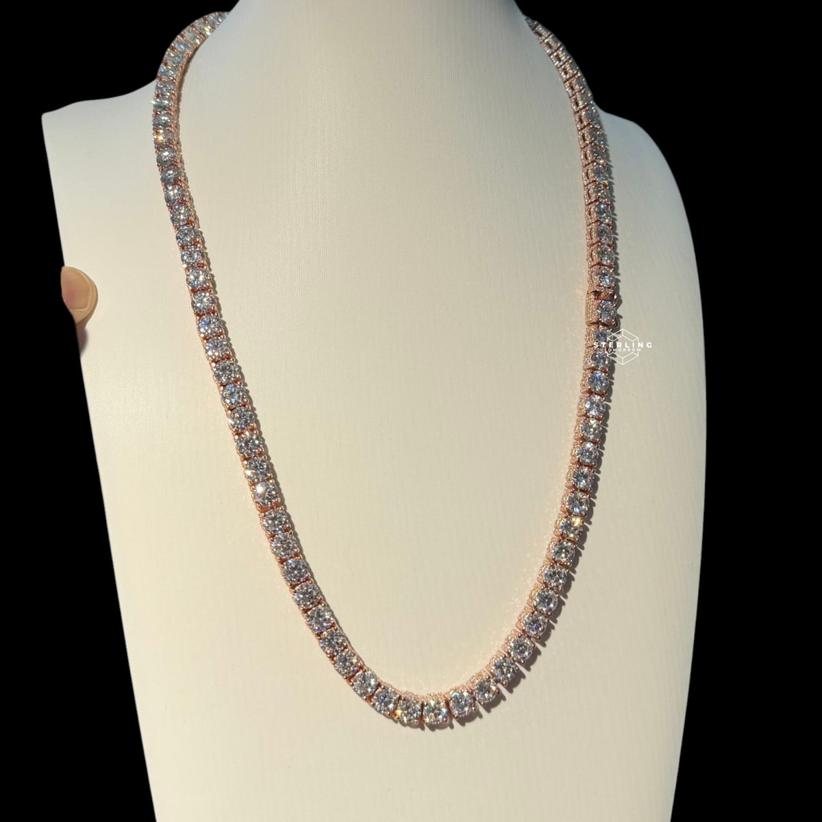 7mm Moissanite Tennis Chain ICED OUT SIDES Rose