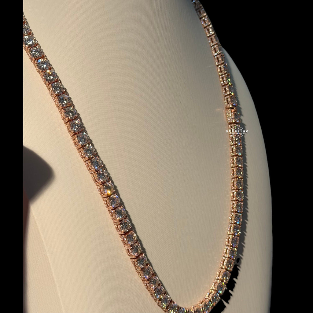 7mm Moissanite Tennis Chain ICED OUT SIDES Rose