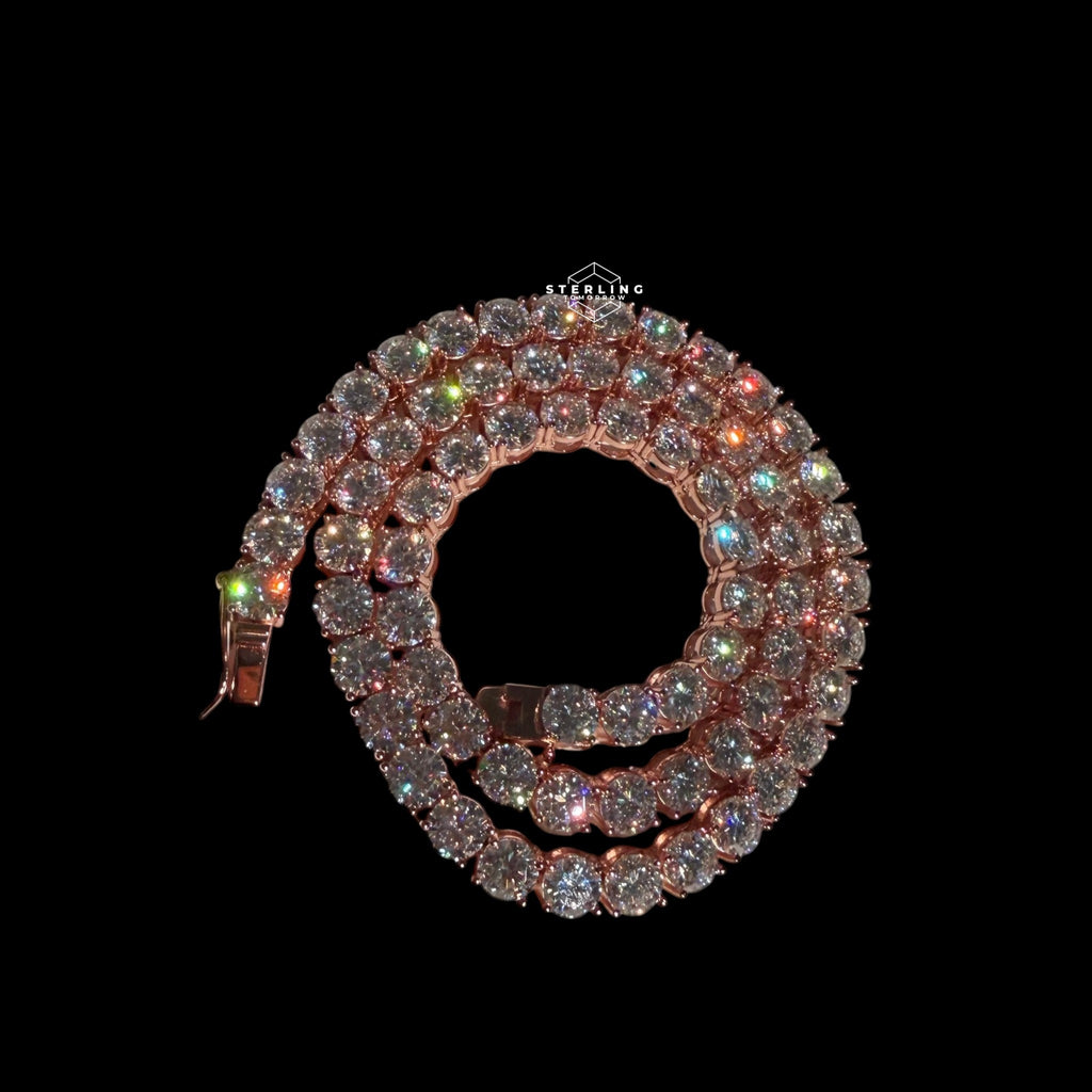8mm Moissanite Rose Gold Tennis Chain Necklace