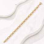 4mm 7" 925 Sterling Silver CZ Diamond Paperclip Bracelet, 14K Gold Plated Women's Bracelet, Dainty Gift for Her, Stackable Jewelry