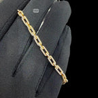 4mm 7" 925 Sterling Silver CZ Diamond Paperclip Bracelet, 14K Gold Plated Women's Bracelet, Dainty Gift for Her, Stackable Jewelry