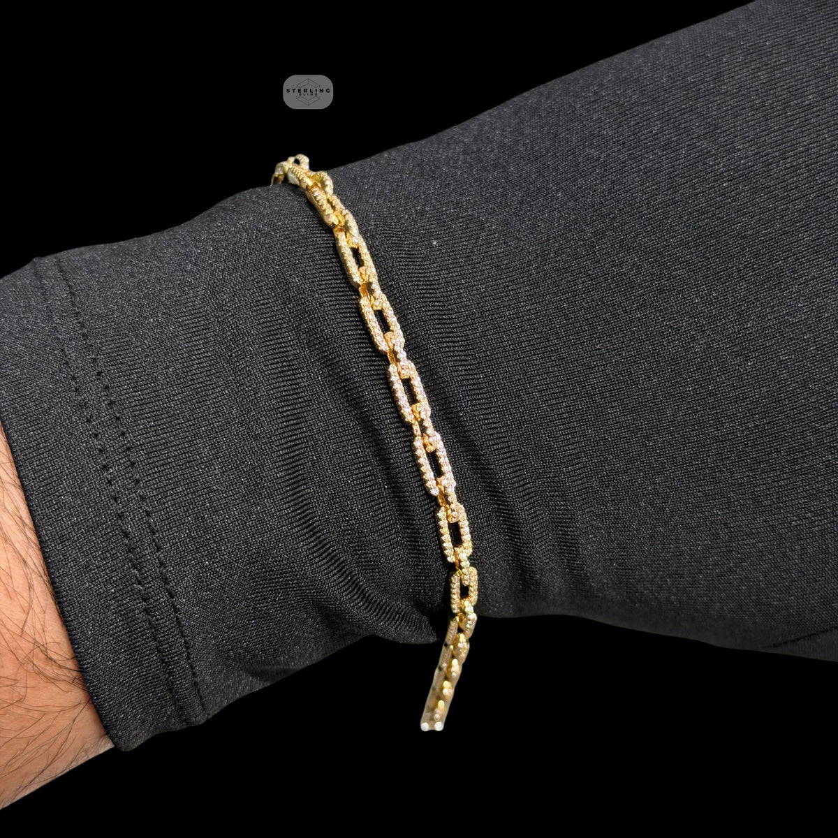 4mm 7" 925 Sterling Silver CZ Diamond Paperclip Bracelet, 14K Gold Plated Women's Bracelet, Dainty Gift for Her, Stackable Jewelry