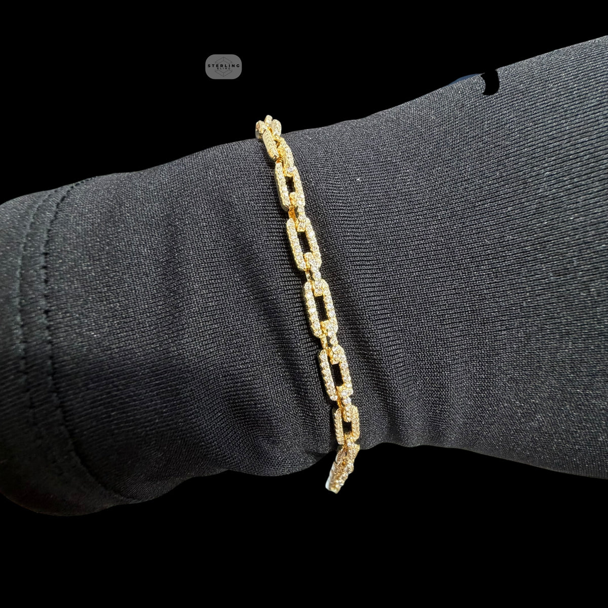 4mm 7" 925 Sterling Silver CZ Diamond Paperclip Bracelet, 14K Gold Plated Women's Bracelet, Dainty Gift for Her, Stackable Jewelry