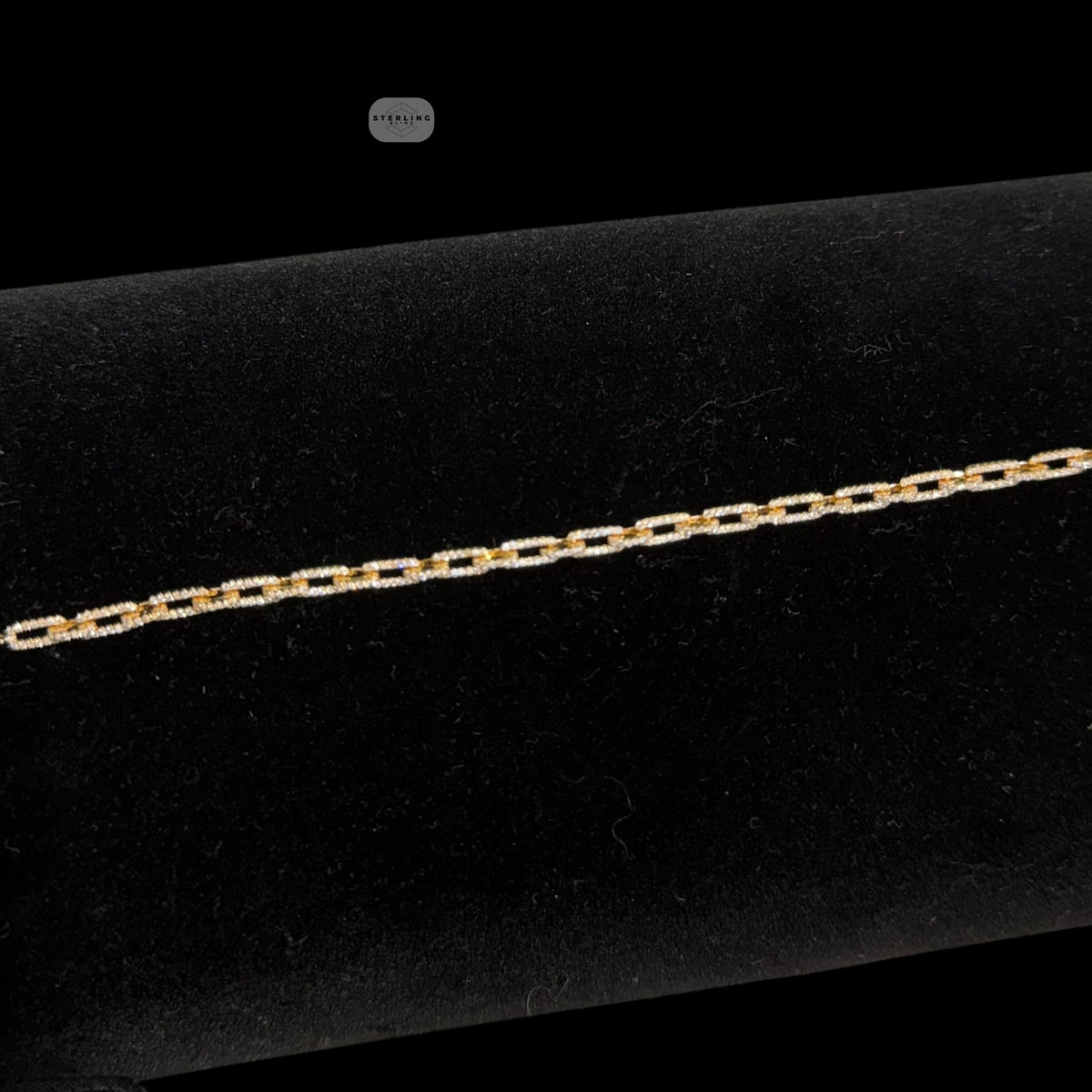 4mm 7" 925 Sterling Silver CZ Diamond Paperclip Bracelet, 14K Gold Plated Women's Bracelet, Dainty Gift for Her, Stackable Jewelry