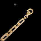 4mm 7" 925 Sterling Silver CZ Diamond Paperclip Bracelet, 14K Gold Plated Women's Bracelet, Dainty Gift for Her, Stackable Jewelry