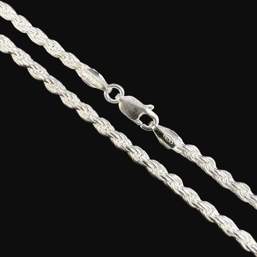 925 Sterling Silver 2.5mm Rope Chain Necklace - Made in Italy