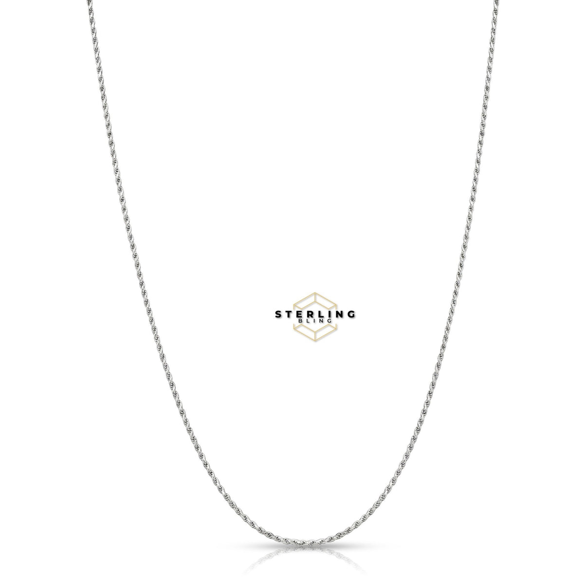 925 Sterling Silver 2.5mm Rope Chain Necklace - Made in Italy