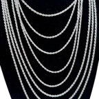 925 Sterling Silver 2.5mm Rope Chain Necklace - Made in Italy