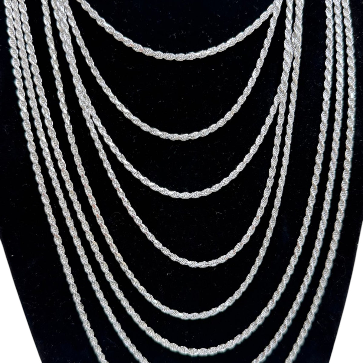 925 Sterling Silver 2.5mm Rope Chain Necklace - Made in Italy