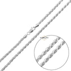 925 Sterling Silver 2.5mm Rope Chain Necklace - Made in Italy