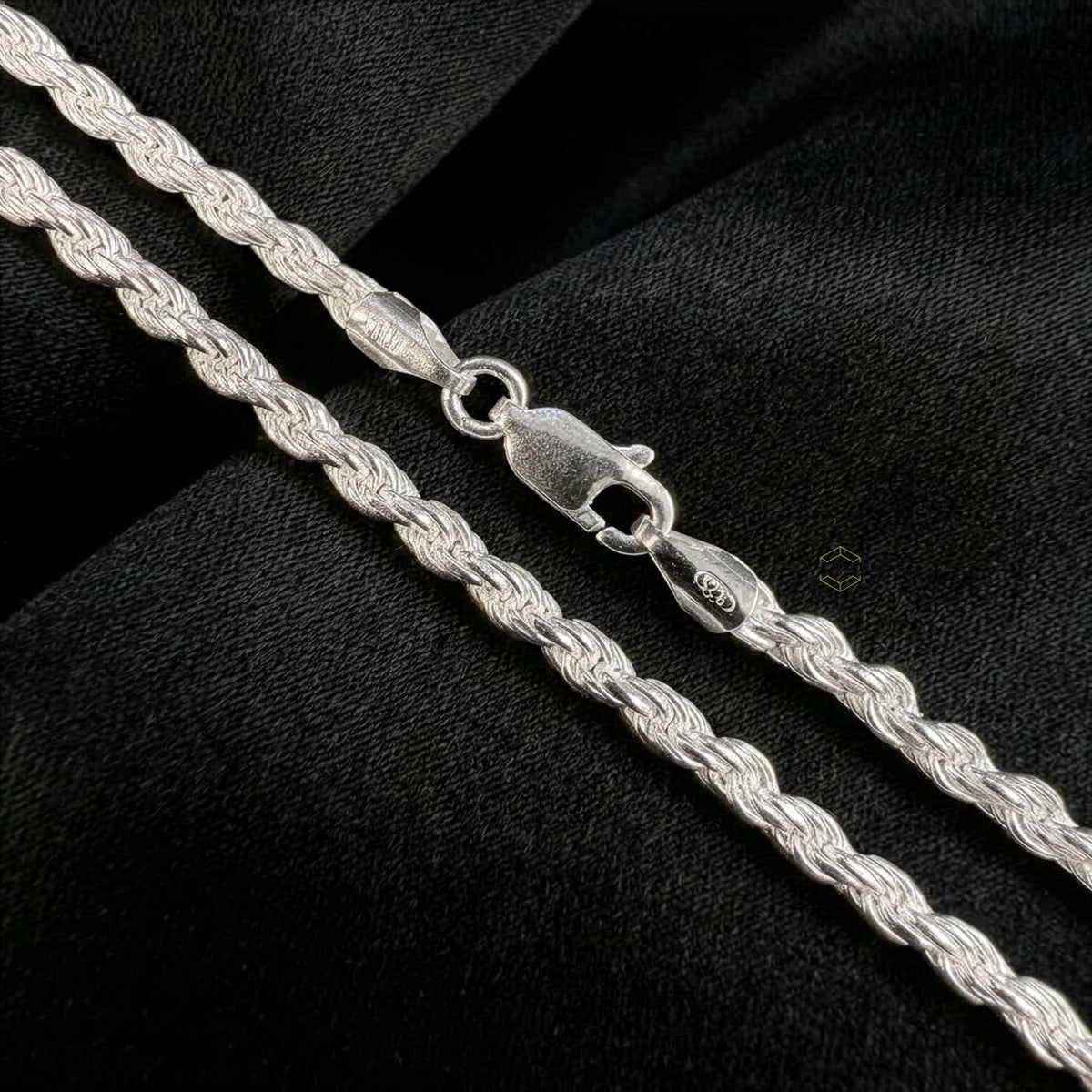 925 Sterling Silver 2.5mm Rope Chain Necklace - Made in Italy