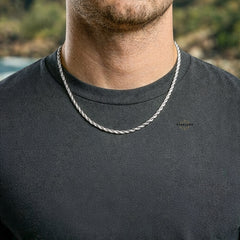 925 Sterling Silver 2.5mm Rope Chain Necklace - Made in Italy