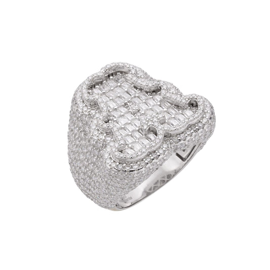 Letter A Size 10 Moissanite Baguette Ring