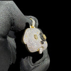 14K Gold Iced Out Puppy Dog Pendant | CZ Diamond Hip Hop Necklace | Dollar Sign Eyes Bling Charm