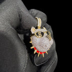 14K Gold Iced Out Bulldog Pendant | CZ Diamond Hip Hop Dog Necklace | Dollar Sign Sunglasses Bling Charm