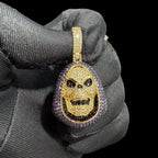 14K Gold Iced Out Skull Pendant | Black & Purple CZ Diamond Hip Hop Necklace