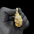 14K Gold Crowned Skull Pendant | Iced Out CZ Diamond Hip Hop Necklace | King Skull Bling Charm