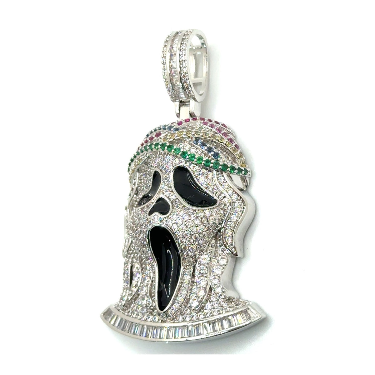 Ghost Horror Silver Tone Custom Baguette Pendant