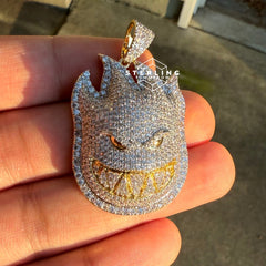 Gold Ghost Character Iced Out Pendant with Chain
