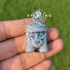 Small Jesus Head Iced Out Pendant