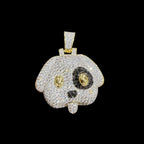 14K Gold Iced Out Puppy Dog Pendant | CZ Diamond Hip Hop Necklace | Dollar Sign Eyes Bling Charm