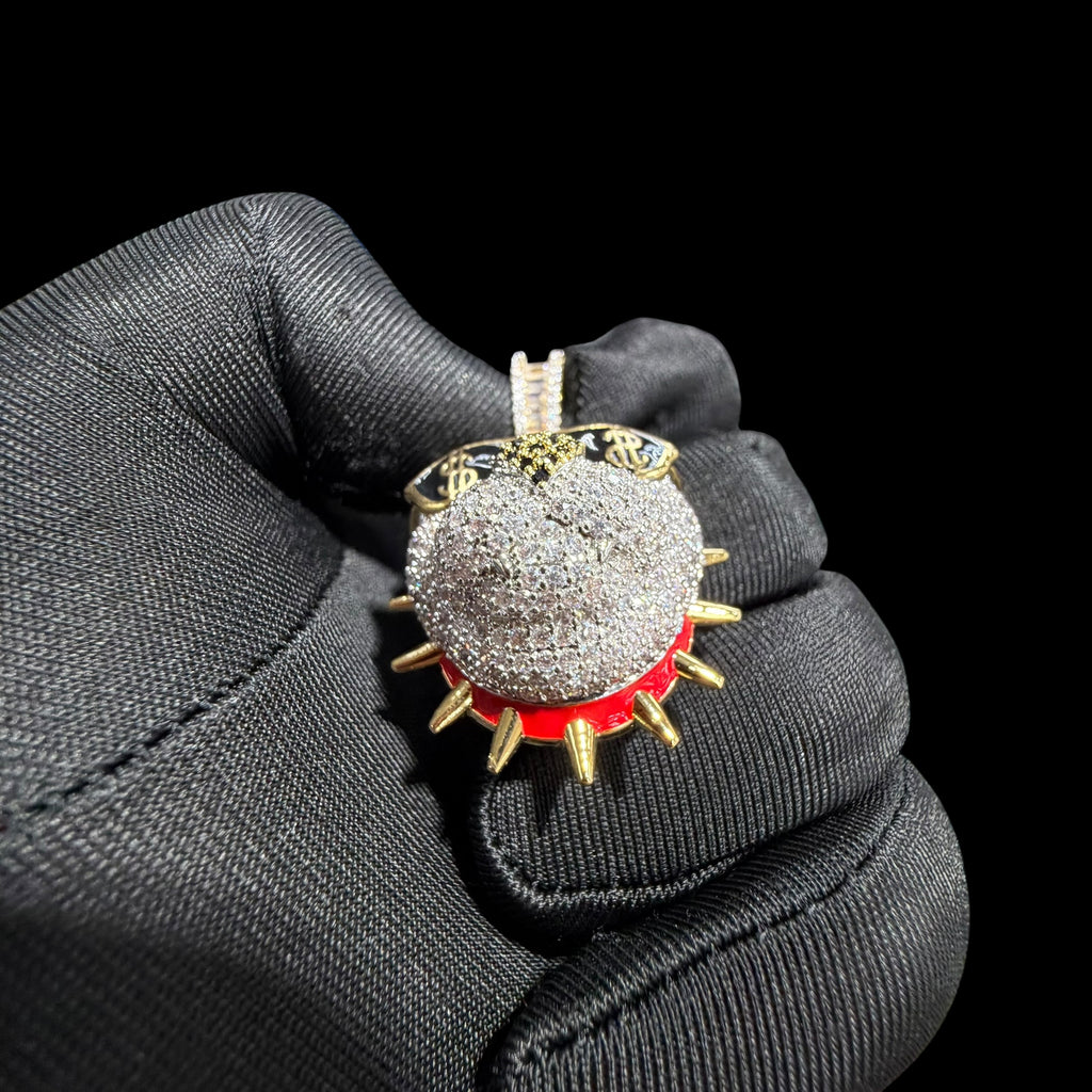 14K Gold Iced Out Bulldog Pendant | CZ Diamond Hip Hop Dog Necklace | Dollar Sign Sunglasses Bling Charm