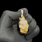 14K Gold Crowned Skull Pendant | Iced Out CZ Diamond Hip Hop Necklace | King Skull Bling Charm