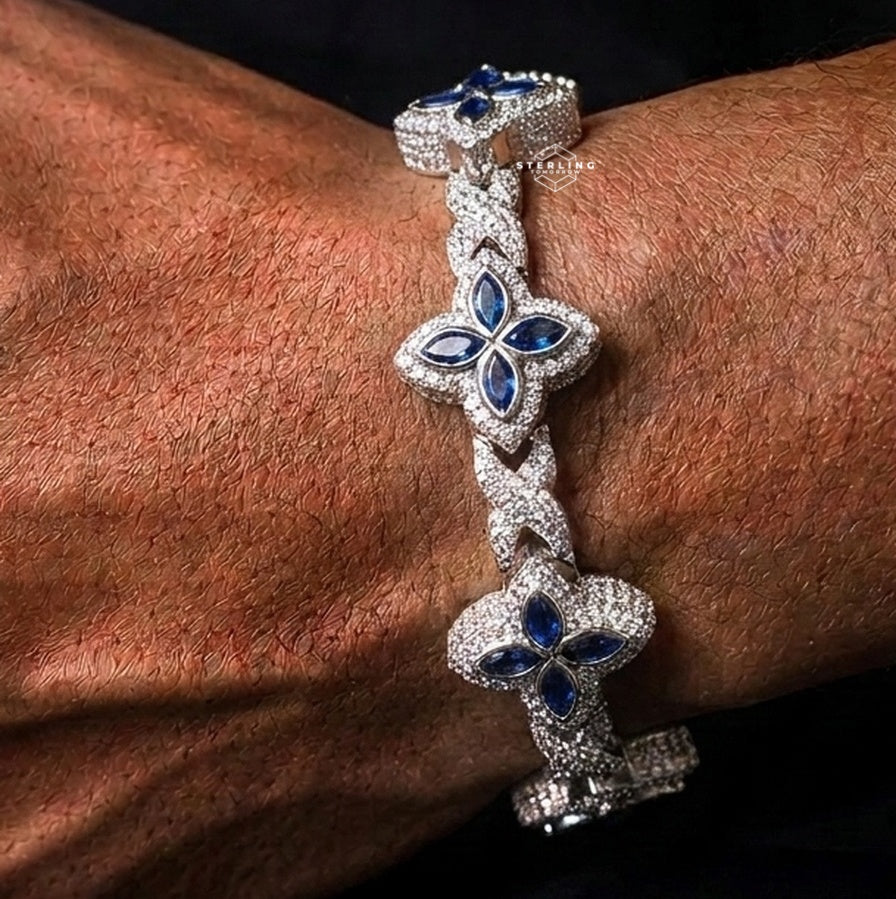 Moissanite Blue Star Infinity Bracelet 17mm 8"