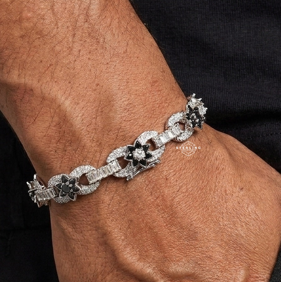 Moissanite Black and White Infinity Bracelet 8"