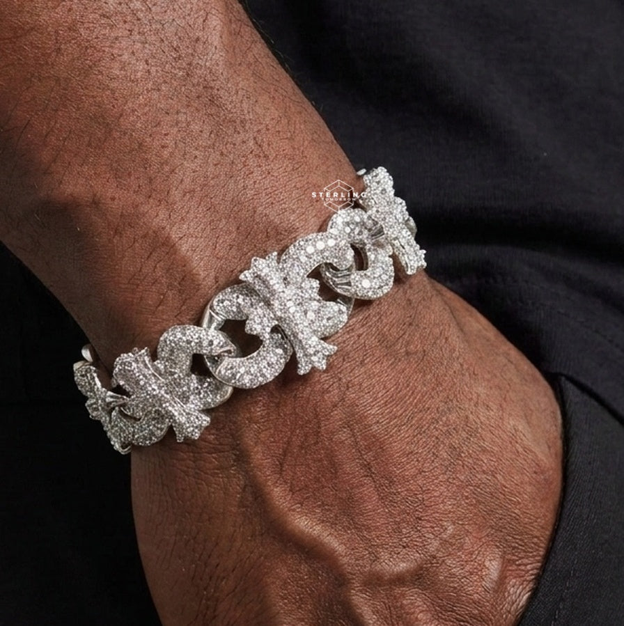 Cross Heart Infinity Mens Moissanite Bracelet