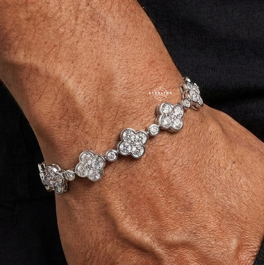 Moissanite Flower Bracelet 8"