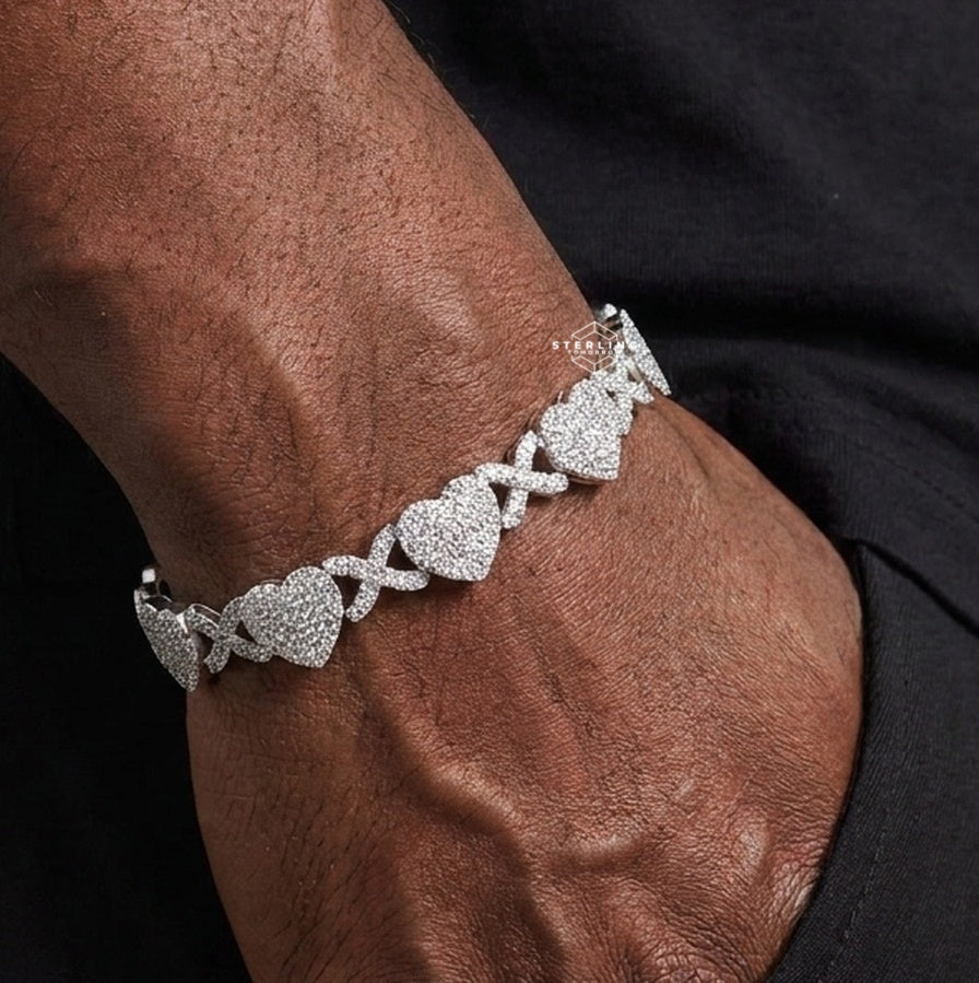 Moissanite Heart Infinity Bracelet