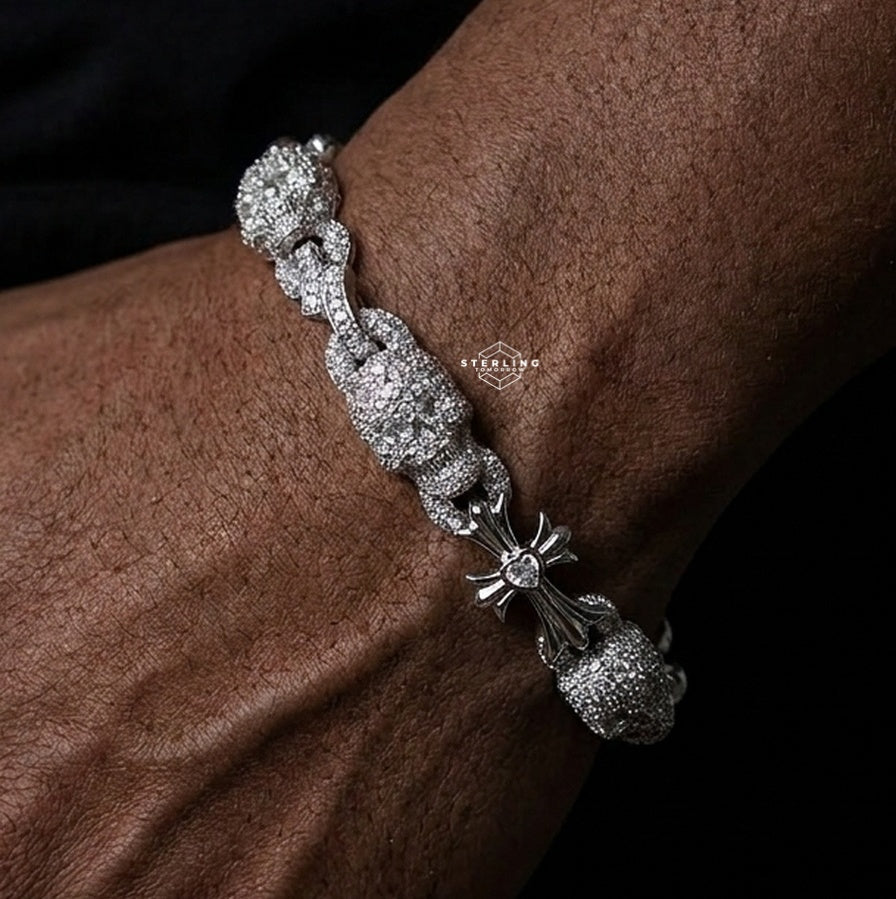 Moissanite Cross Skull Heart Bracelet