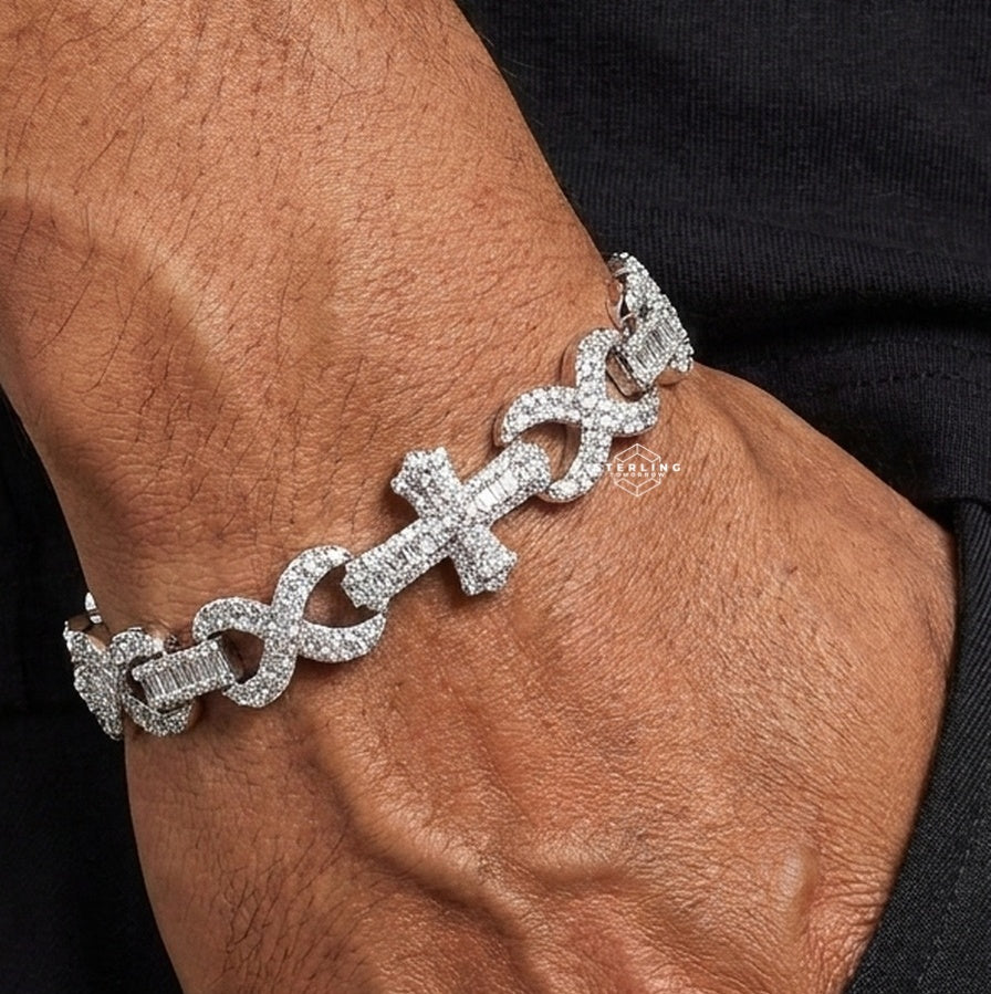 Moissanite Cross Infinity Bracelet