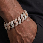 15mm Rose Two Tone Moissanite Cuban Bracelet