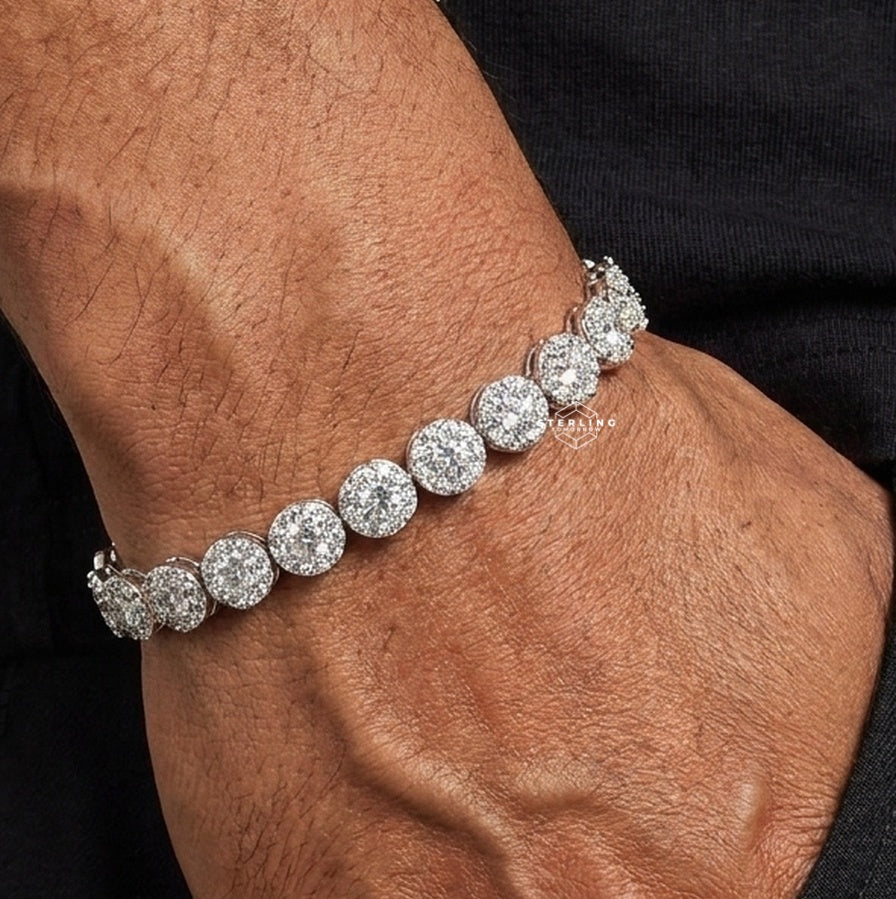 7mm Moissanite Cluster Bracelet 8"