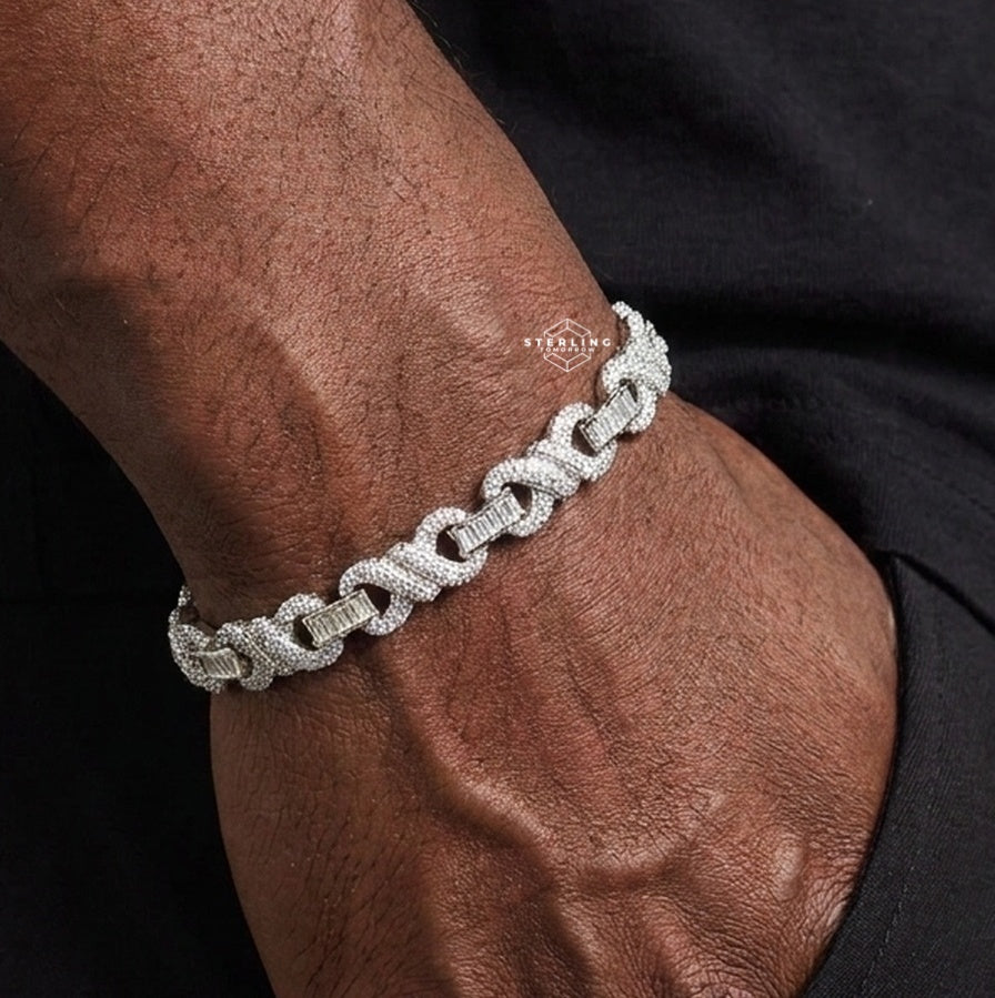Mens Moissanite Infinity Bracelet 8.5mm 8"