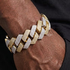23mm Gold Two Tone Moissanite Cuban Bracelet