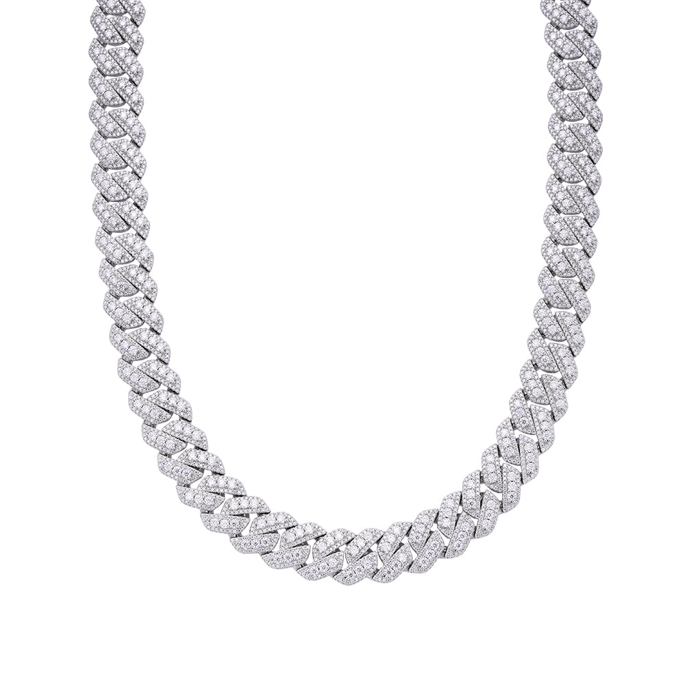 14mm Cuban Solitaire Moissanite Chain