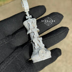 Moissanite Chess King Iced Out Pendant 15.9CT VVS Diamond Tester Pass Solid 925 Sterling Silver Hip Hop Necklace Baguette Rapper Chain