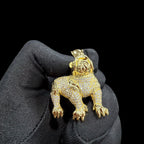 14K Gold Iced Out Bulldog Pendant | CZ Diamond Hip Hop Dog Necklace | 3D Bulldog Bling Charm
