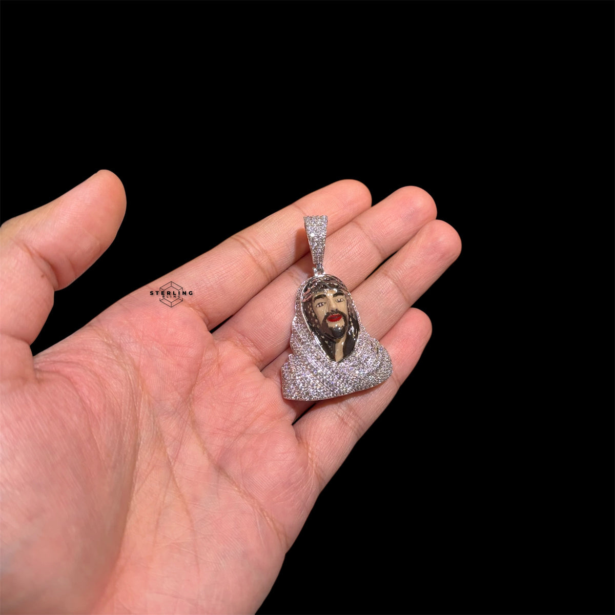 Iced Out Enamel Jesus Pendant + 14k Gold Plated CZ