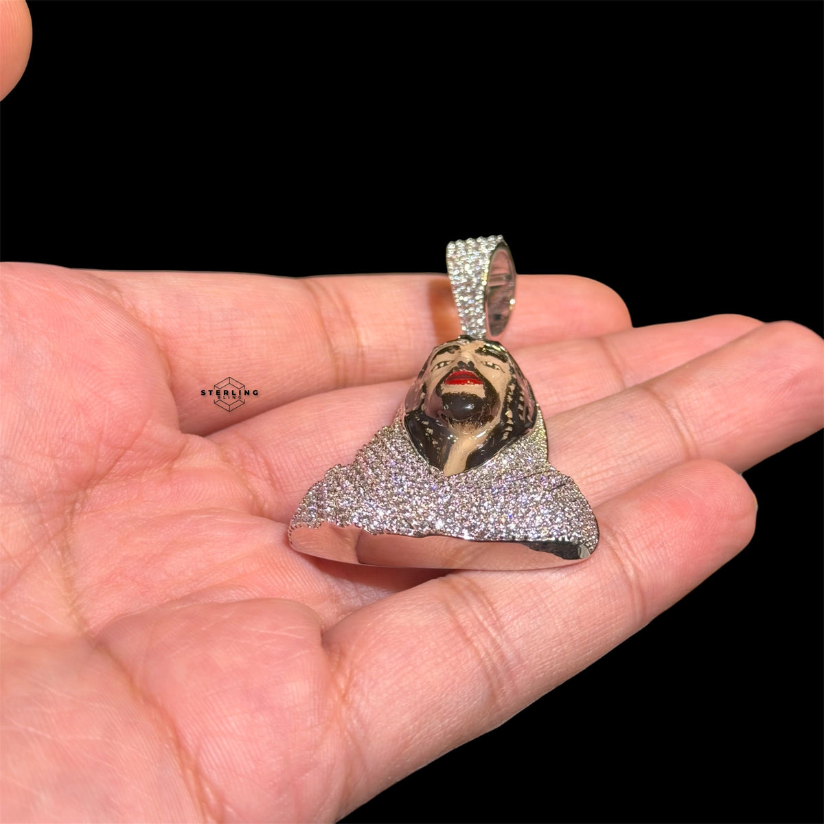 Iced Out Enamel Jesus Pendant + 14k Gold Plated CZ