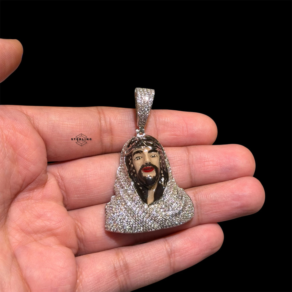 Iced Out Enamel Jesus Pendant + 14k Gold Plated CZ