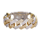 23mm Yellow Two Tone Miami Cuban Moissanite Bracelet 8.5"